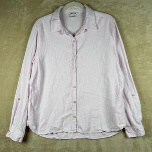 Orvis Classic Collection Pink‎ Linen Blend Roll Tab Button Down Shirt L Preppy